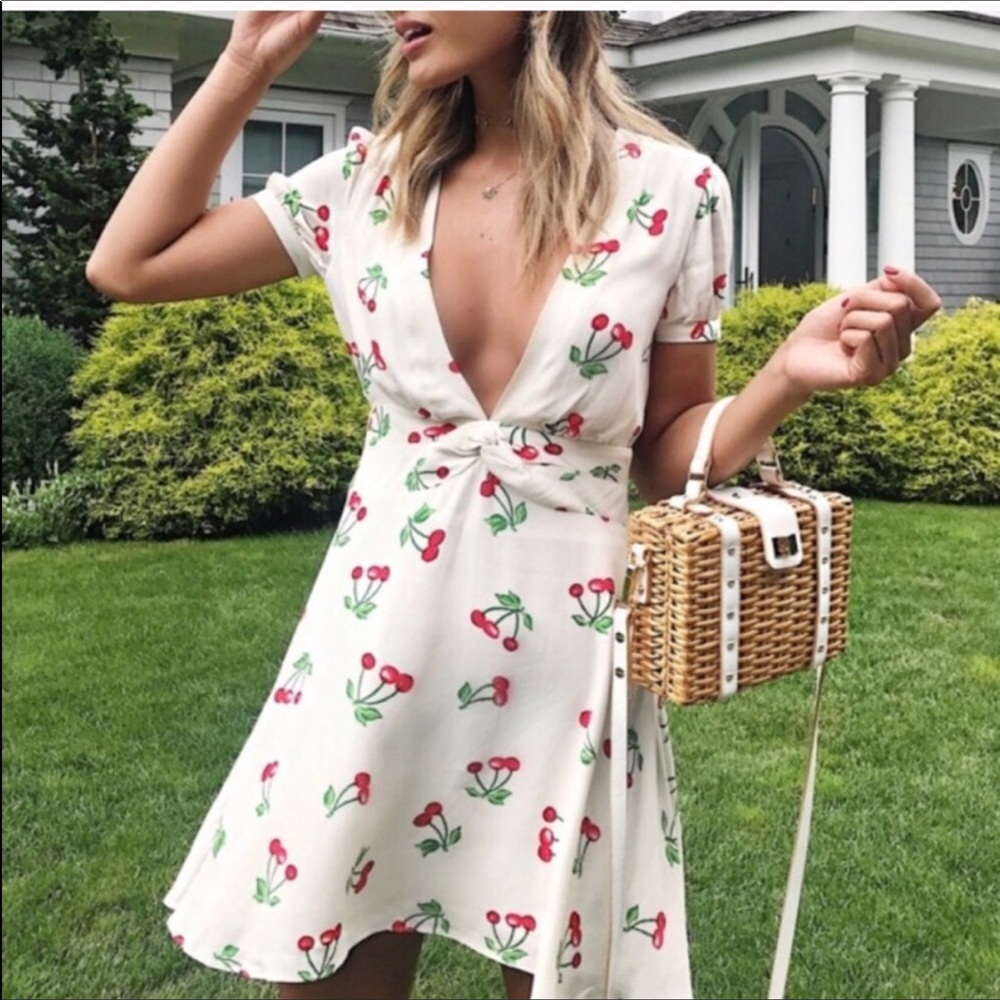 Privacy Please Wilmer Cherry 🍒 Print Mini Dress